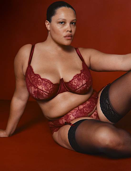 Belle Lace Quarter-Cup Balcony Bra F-H