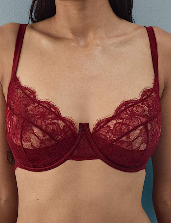 Belle Lace Quarter-Cup Balcony Bra F-H