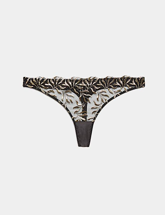 Enigma Embroidery Thong
