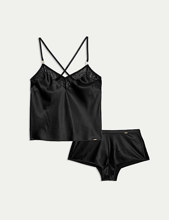 Oslo Satin & Flock Cami Set