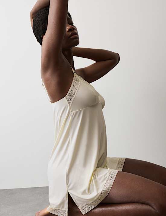 Boston Microfibre Non Wired Lace Trim Slip