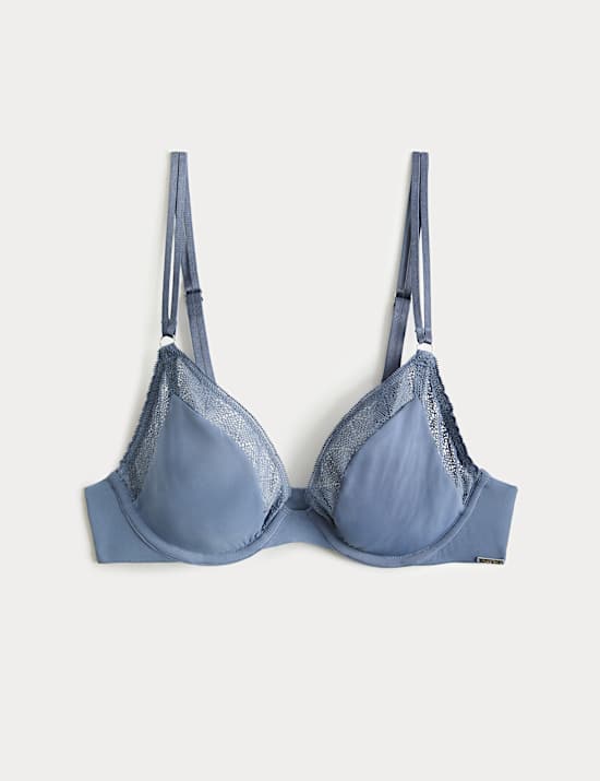 Boston Microfibre Lace Trim Wired PlungeBra