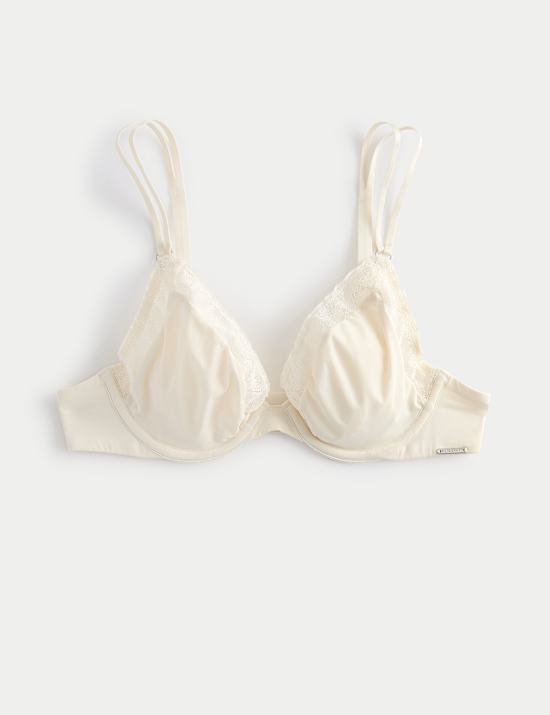 Sujetador escotado de microfibra con aros y ribete de encaje Boston