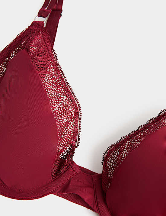 Boston Microfibre Lace Trim Wired PlungeBra