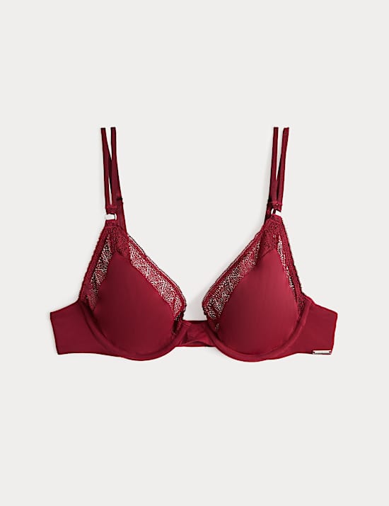 Boston Microfibre Lace Trim Wired PlungeBra