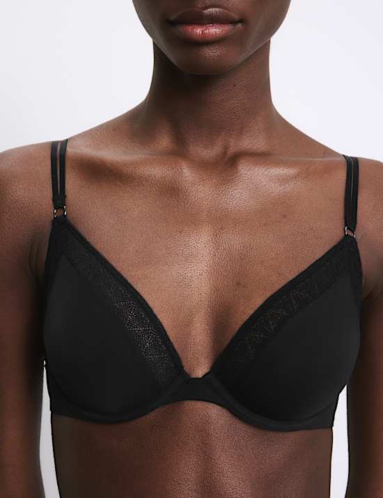 Boston Microfibre Lace Trim Wired PlungeBra