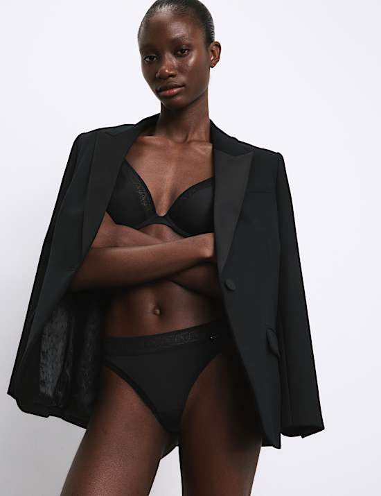 Boston Microfibre Lace Trim Wired PlungeBra