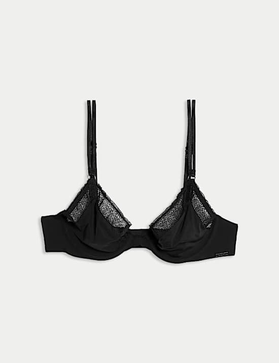 Boston Microfibre Lace Trim Wired PlungeBra