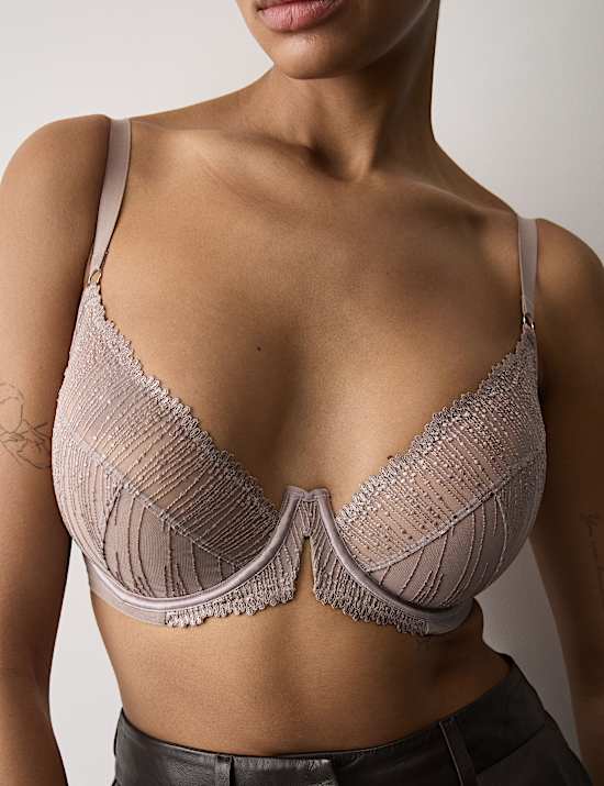 Florence Embroidery Wired Plunge Bra (F-H)