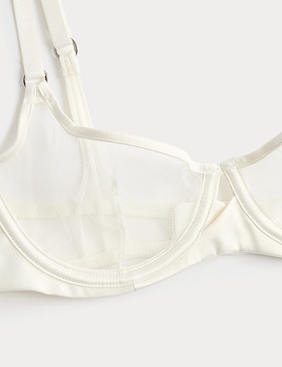 Black Label Satin & Mesh Wired Demi Cup Bra (A-DD)