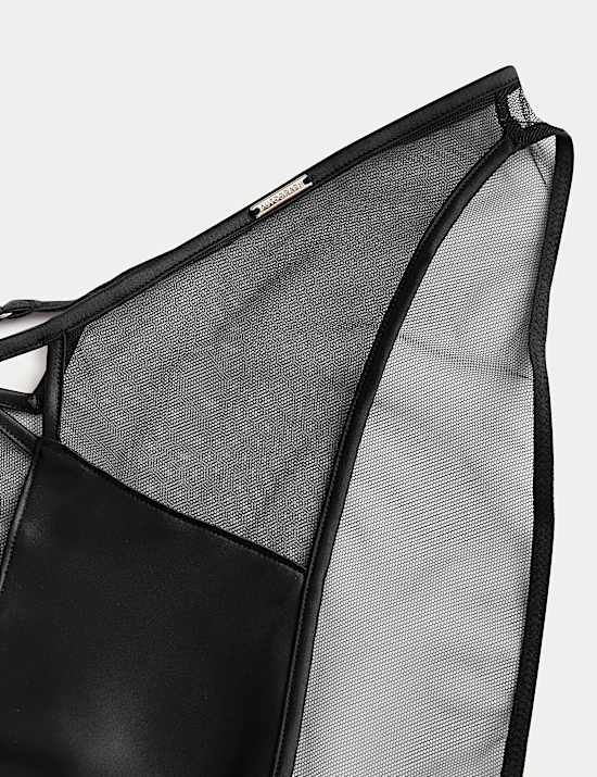 Satin & Mesh High Leg Knickers