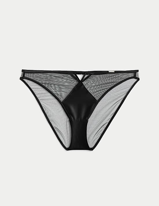 Satin & Mesh High Leg Knickers