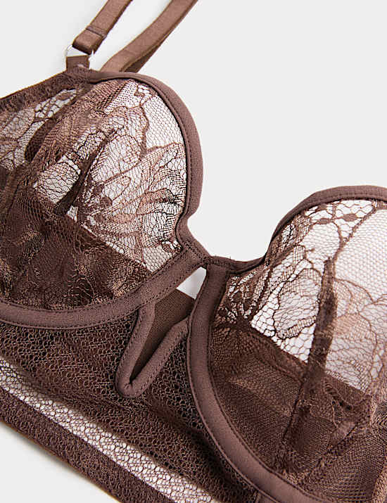 Dlouh&aacute; balkonov&aacute; podprsenka Savannah s kosticemi a krajkou, vel. A&ndash;E