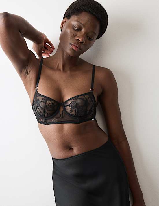 Savannah Lace Wired Longline Balcony Bra (A-E)