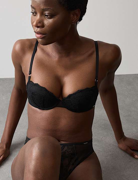 Savannah Lace Wired Push-Up Balcony Bra (A-E)