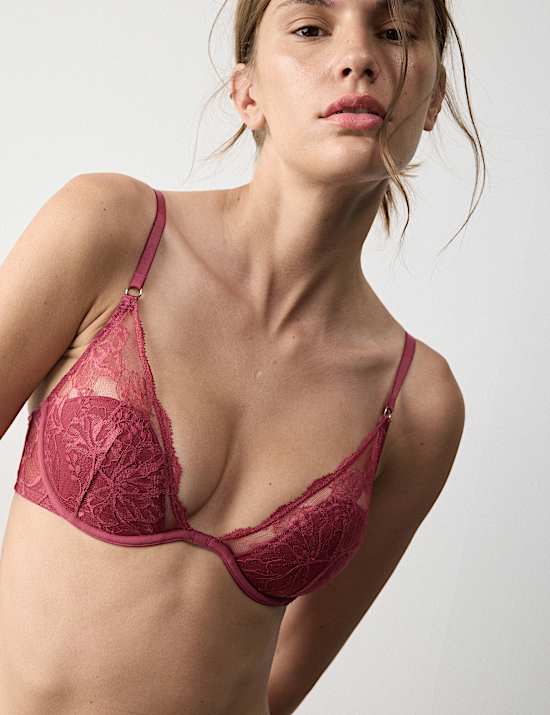 Savannah Lace Wired Plunge Bra A-E