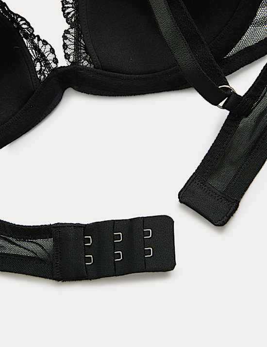 Seoul Mesh Embroidery Wired Plunge Bra (A-E)