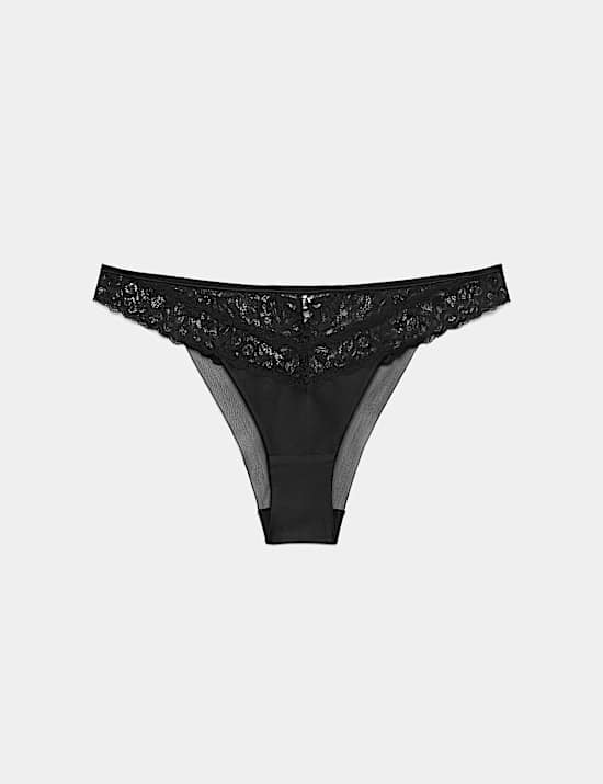 Tanga en soie & dentelle