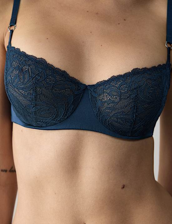 Lace with Silk Wired Balcony Bra A-E