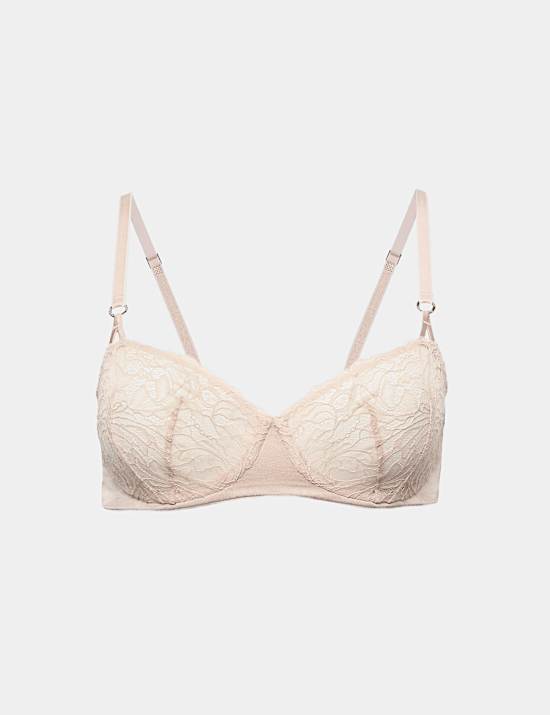 Lace with Silk Wired Balcony Bra (A-E)