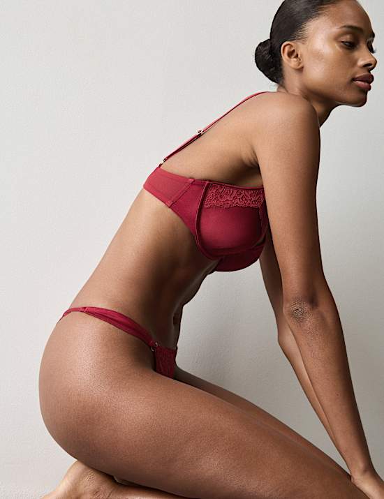 Silk & Lace Wired Demi Cup Bra A-E