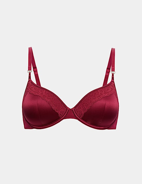 Silk & Lace Wired Demi Cup Bra A-E