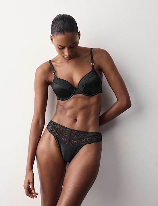 Silk & Lace Wired Demi Cup Bra (A-E)