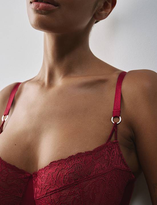 Lace with Silk Wired Balcony Bra F-H