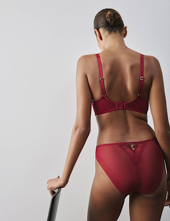 Lace with Silk Wired Balcony Bra F-H