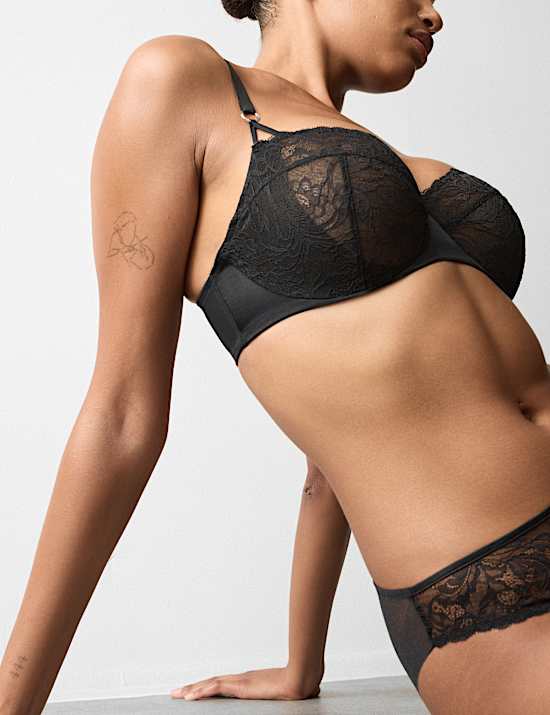 Lace with Silk Wired Balcony Bra (F-H)