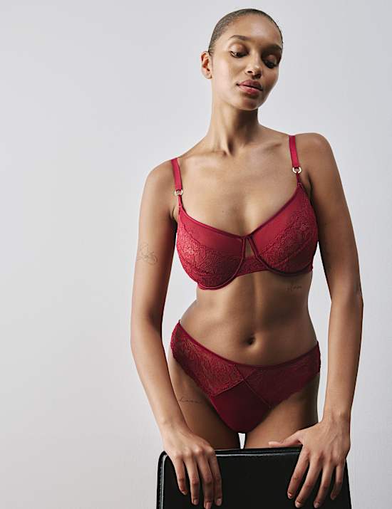 Silk & Lace Wired Minimiser Bra C-G