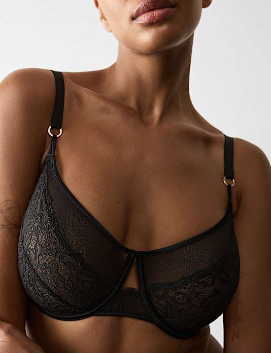 Silk & Lace Wired Minimiser Bra (C-G)