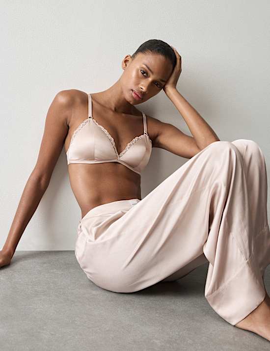 Silk & Lace Non Wired Bralette Bra A-E