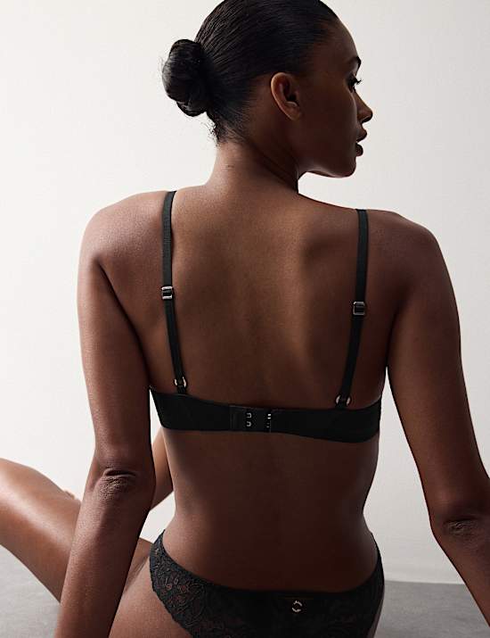 Lace with Silk Wired Plunge Bra (A-E)