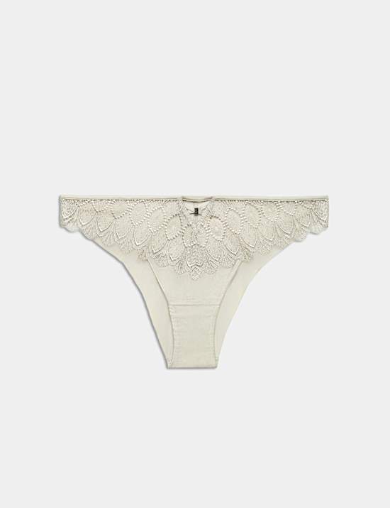 Embroidered Mesh Back Brazilian Knickers