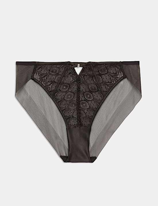 Culotte coupe &eacute;chancr&eacute;e Milan taille haute &agrave; broderie