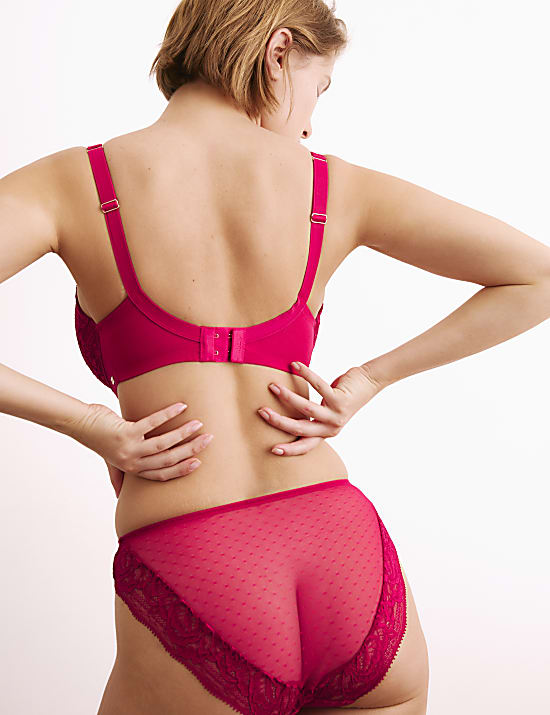 Sujetador de copa completa con aros de seda y encaje para copa F-H