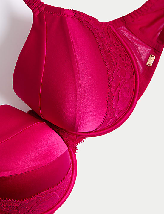 Sujetador de copa completa con aros de seda y encaje para copa F-H