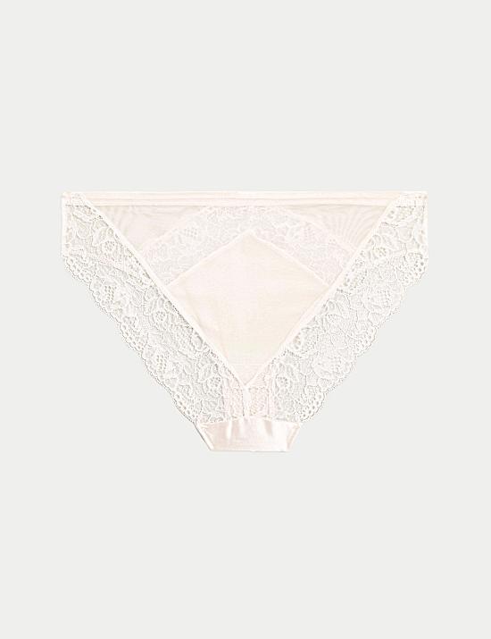 Braguitas de corte alto de encaje y seda