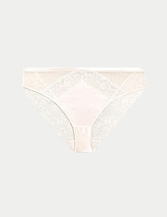 Braguitas de corte alto de encaje y seda