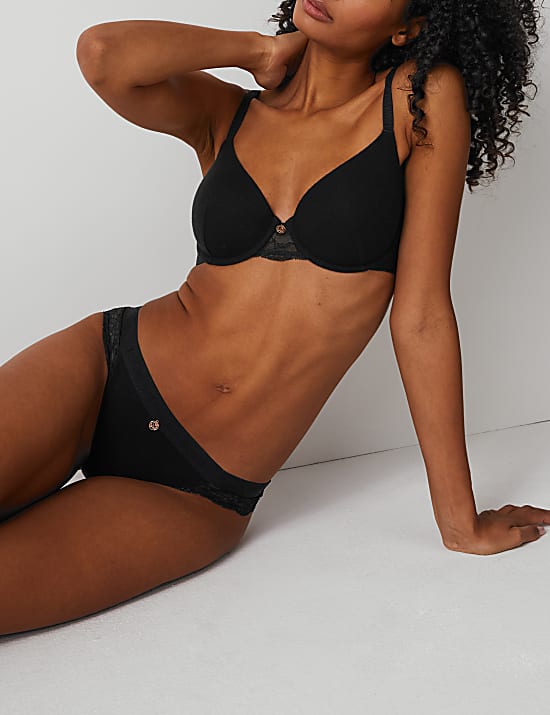 Ribbed Lounge Lace Brazilian Knickers