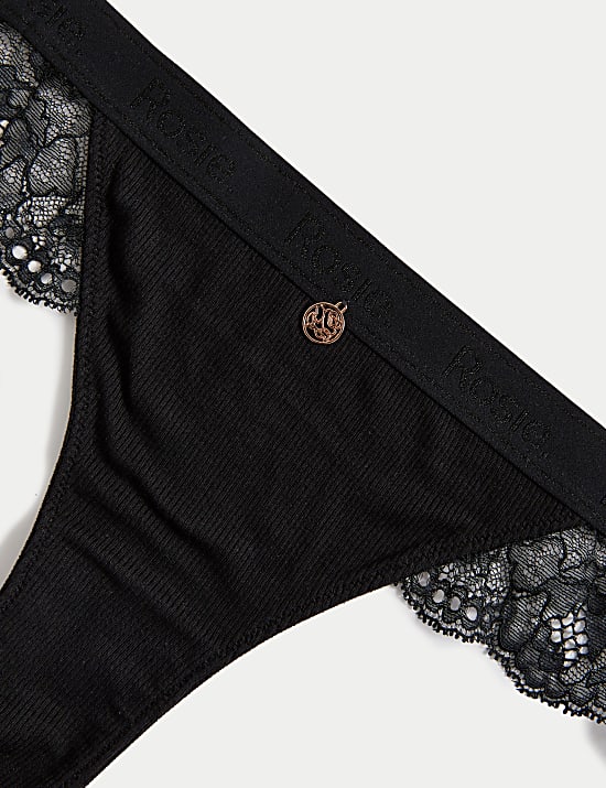 Ribbed Lounge Lace Brazilian Knickers