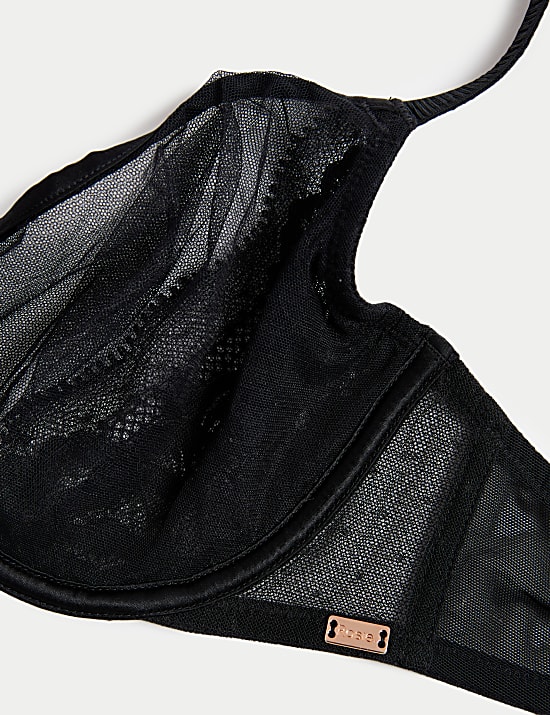 Sheer and Lace Wired Balcony Bra (A-E)