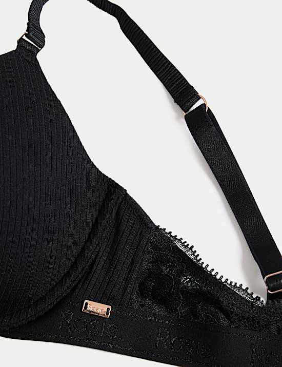 Vollschalen-Lounge-BH mit Bügel, Rippenmuster und Spitze (A–E)