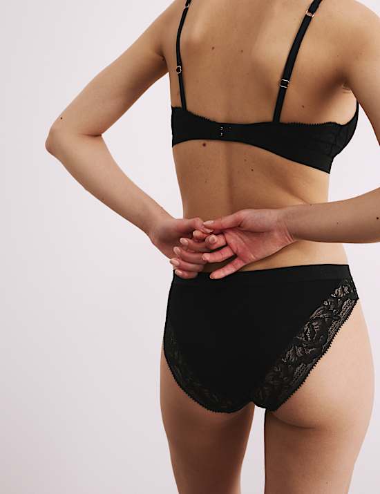 Lounge Rib & Lace High Leg Knickers