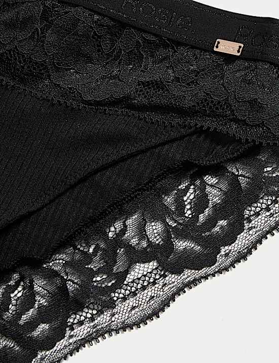 Lounge Rib & Lace High Leg Knickers