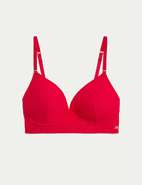 Lounge Rib & Lace Non Wired Plunge Bra (A-E)