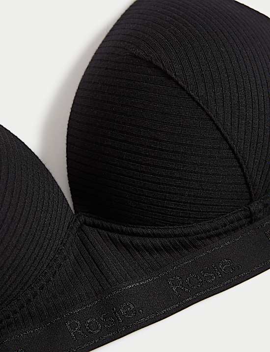 Lounge Rib & Lace Non Wired Plunge Bra (A-E)