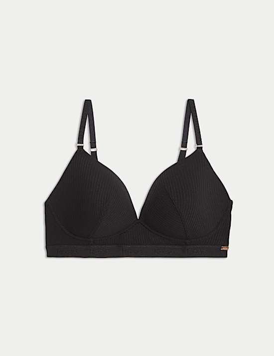 Lounge Rib & Lace Non Wired Plunge Bra (A-E)