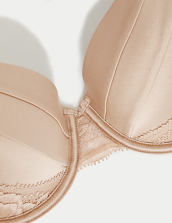 Krajková podprsenka s plnými košíčky a kosticemi, s hedvábím a krajkou, vel. A–E